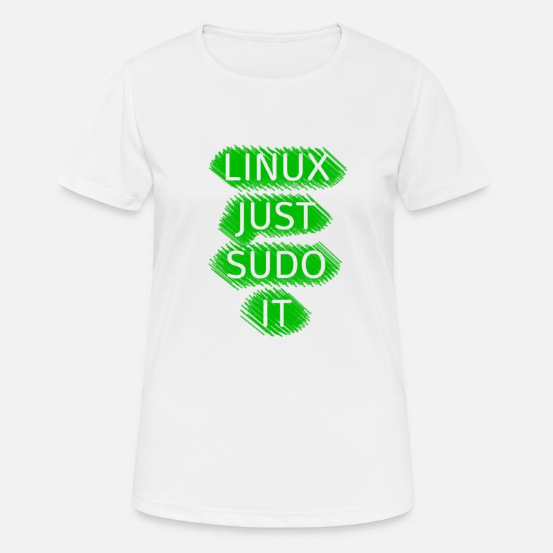 Linux Ubuntu SUDO - T-shirt respirant Femme - blanc