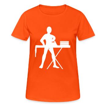 Iron iron pletteisen man laundry - Women's Breathable T-Shirt - neon orange - Front - AI Model Female 172 dark (172cm)