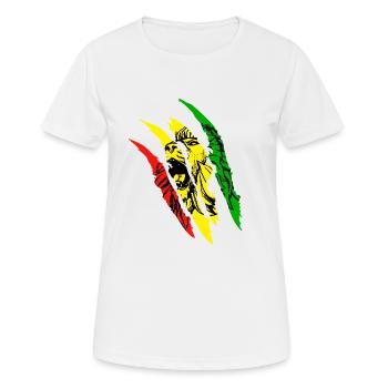 Lion Of Judah Reggae Musik Rastafari Jamaika Löwe - Frauen T-Shirt atmungsaktiv - Weiß - Vorne - AI Model Female 172 dark (172cm)