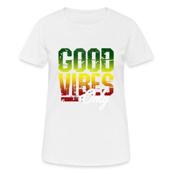 Good Vibes Only - Reggae Musik Jamaika Rasta Dub - Frauen T-Shirt atmungsaktiv - Weiß - Vorne - AI Model Female 172 dark (172cm)