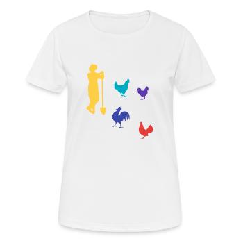 Farmer im Retro Styl mit Hühnern - Frauen T-Shirt atmungsaktiv - Weiß - Vorne - AI Model Female 172 dark (172cm)