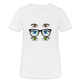 Yeux - T-shirt respirant Femme - blanc - Devant - AI Model Female 172 dark (172cm)