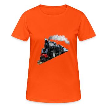 (Train) - T-shirt respirant Femme - orange néon - Devant - AI Model Female 172 dark (172cm)