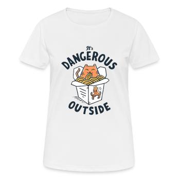 C'est dangereux à l'extérieur - T-shirt respirant Femme - blanc - Devant - AI Model Female 172 dark (172cm)