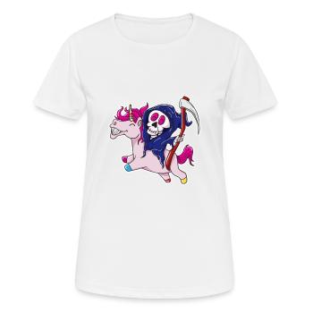 Grusel Einhorn Shirt - Frauen T-Shirt atmungsaktiv - Weiß - Vorne - AI Model Female 172 dark (172cm)