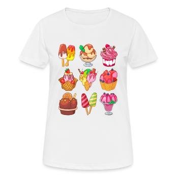 Crème glacée, crème glacée, crème glacée, crème glacée, boule, crème glacée, sundae - T-shirt respirant Femme - blanc - Devant - AI Model Female 172 dark (172cm)