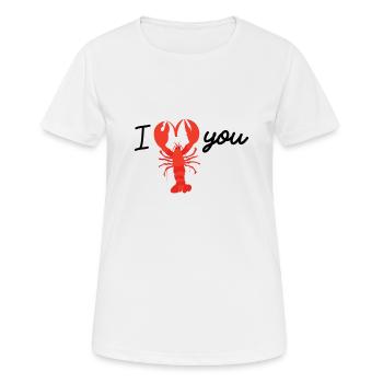 I LOVE YOU lobster shearing heart - Women's Breathable T-Shirt - white - Front - AI Model Female 172 dark (172cm)