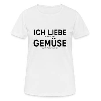 Ich liebe Fleisch Grillen Essen Spruch - Frauen T-Shirt atmungsaktiv - Weiß - Vorne - AI Model Female 172 dark (172cm)