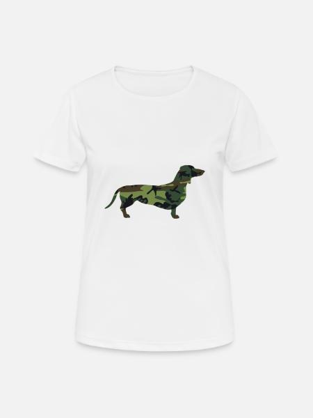 Camouflage Wald Dackel (0067) - Frauen T-Shirt atmungsaktiv - Weiß