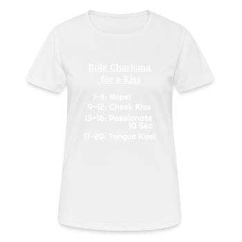 RPG LARP Charisma Joke D20 Dungeon Crawler - Women's Breathable T-Shirt - white - Front - AI Model Female 172 dark (172cm)
