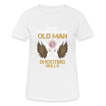 Gewehr - Waffe - Schortflinte - pistole - Schütze - Frauen T-Shirt atmungsaktiv - Weiß - Vorne - AI Model Female 172 dark (172cm)