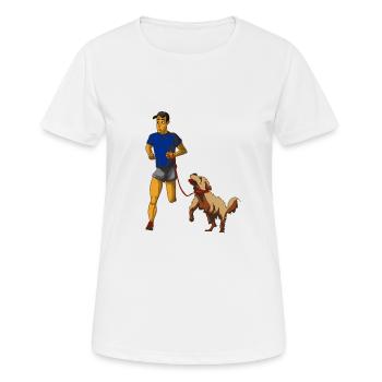 Laufen mit Hund - Frauen T-Shirt atmungsaktiv - Weiß - Vorne - AI Model Female 172 dark (172cm)