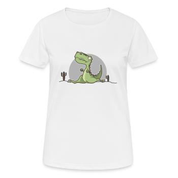 Gymnastics T-Rex Gymnastics Balancing Contortionist Dino - Women's Breathable T-Shirt - white - Front - AI Model Female 172 dark (172cm)