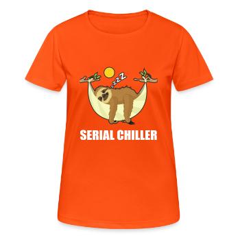 Faultier Serien Chiller Serial Chiller Cartoon - Frauen T-Shirt atmungsaktiv - Neonorange - Vorne - AI Model Female 172 dark (172cm)