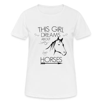 Fille rêve de chevaux - T-shirt respirant Femme - blanc - Devant - AI Model Female 172 dark (172cm)