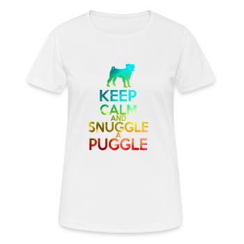 Keep calm and cuddle a puggle - Women's Breathable T-Shirt - white - Front - AI Model Female 172 dark (172cm)