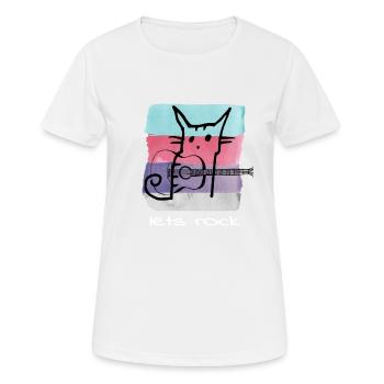 Rock and Roll Chat Lets Rock Cat Rock N Roll - T-shirt respirant Femme - blanc - Devant - AI Model Female 172 dark (172cm)