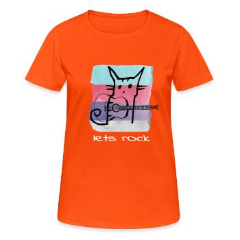 Rock and Roll Cat Lets Rock Cat Rock N Roll - Women's Breathable T-Shirt - neon orange - Front - AI Model Female 172 dark (172cm)