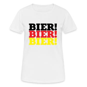 - Bier! Bier! Bier! - Frauen T-Shirt atmungsaktiv - Weiß - Vorne - AI Model Female 172 dark (172cm)