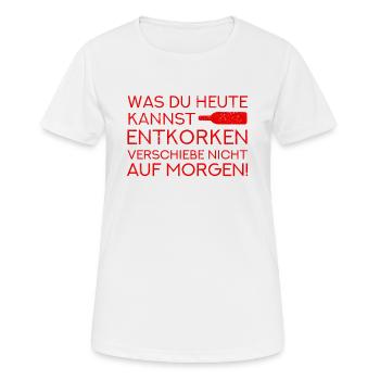 Spruch Wein Alkohol Genießen - Frauen T-Shirt atmungsaktiv - Weiß - Vorne - AI Model Female 172 dark (172cm)