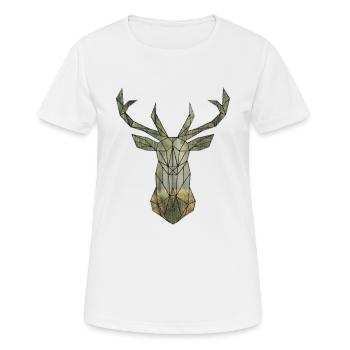 Hirsch Mosaik - Frauen T-Shirt atmungsaktiv - Weiß - Vorne - AI Model Female 172 dark (172cm)