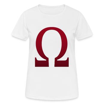 omega - Frauen T-Shirt atmungsaktiv - Weiß - Vorne - AI Model Female 172 dark (172cm)