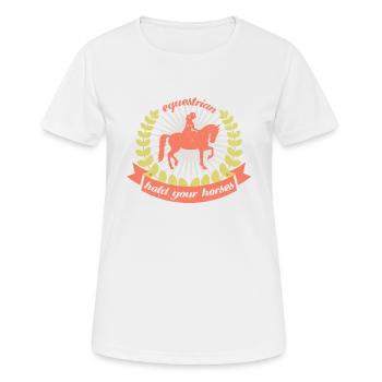 Horse riding - Women's Breathable T-Shirt - white - Front - AI Model Female 172 dark (172cm)