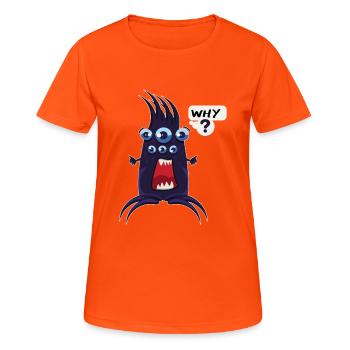 Drôle Pourquoi Doodle - T-shirt respirant Femme - orange néon - Devant - AI Model Female 172 dark (172cm)