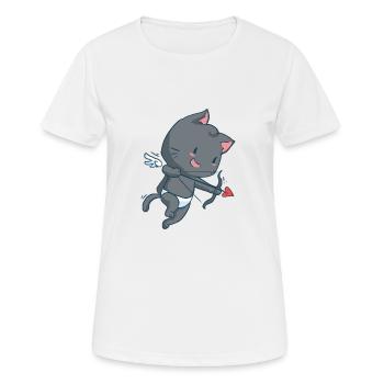Chat Cupidon - T-shirt respirant Femme - blanc - Devant - AI Model Female 172 dark (172cm)
