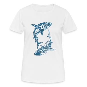 Motif Requin - Mer du Sud - T-shirt respirant Femme - blanc - Devant - AI Model Female 172 dark (172cm)