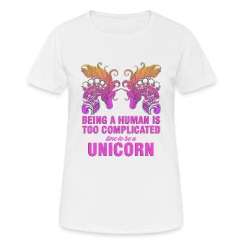 Il est temps d'être une licorne - T-shirt respirant Femme - blanc - Devant - AI Model Female 172 dark (172cm)