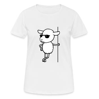 Schaf mit Sonnebrille Cooler Schafbock - Frauen T-Shirt atmungsaktiv - Weiß - Vorne - AI Model Female 172 dark (172cm)