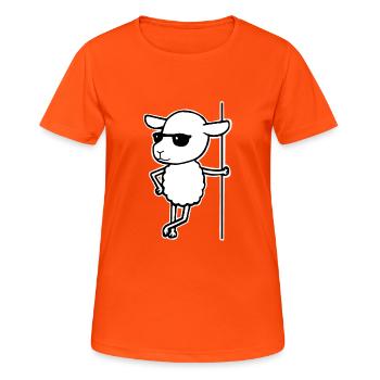 Schaf mit Sonnebrille Cooler Schafbock - Frauen T-Shirt atmungsaktiv - Neonorange - Vorne - AI Model Female 172 dark (172cm)