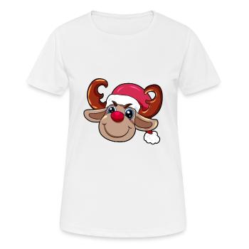 Rentier Rudolf rote Nase Weihnachten - Frauen T-Shirt atmungsaktiv - Weiß - Vorne - AI Model Female 172 dark (172cm)