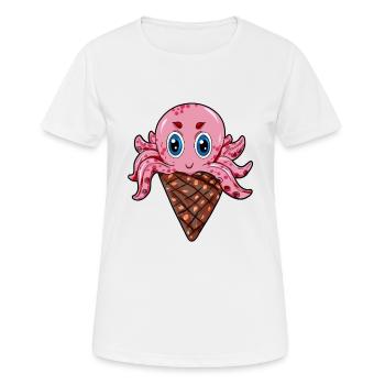 Pieuvres Pieuvres glace crème glacée gaufres choeurs - T-shirt respirant Femme - blanc - Devant - AI Model Female 172 dark (172cm)
