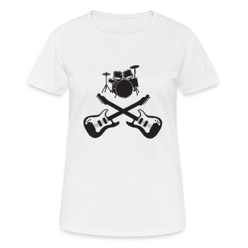 Batterie et guitare - chemise de musicien - T-shirt respirant Femme - blanc - Devant - AI Model Female 172 dark (172cm)