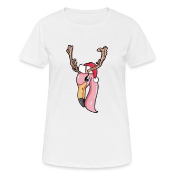 Christmas Flamingo - Women's Breathable T-Shirt - white - Front - AI Model Female 172 dark (172cm)