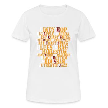 Swing dance - Lindy hop, Balboa, Blues, Charleston - Frauen T-Shirt atmungsaktiv - Weiß - Vorne - AI Model Female 172 dark (172cm)