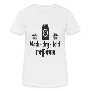 Laver, sécher, PLI, REPEAT - T-shirt respirant Femme - blanc - Devant - AI Model Female 172 dark (172cm)