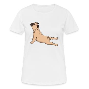 Pug dog yoga exercise gymnastics gift - Women's Breathable T-Shirt - white - Front - AI Model Female 172 dark (172cm)