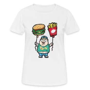 Fat Kid Fast Food Balloon Société Satire - T-shirt respirant Femme - blanc - Devant - AI Model Female 172 dark (172cm)