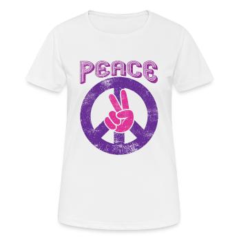Peace Peace Peace Sign Signe de la main - T-shirt respirant Femme - blanc - Devant - AI Model Female 172 dark (172cm)
