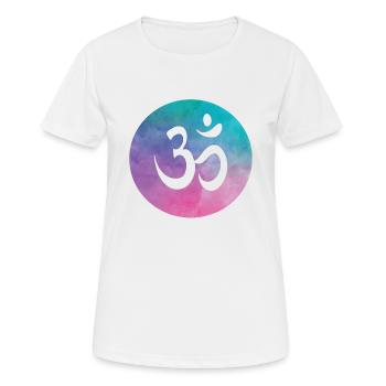 Om Zeichen Wasserfarben Yoga Spiritualität Namaste - Frauen T-Shirt atmungsaktiv - Weiß - Vorne - AI Model Female 172 dark (172cm)
