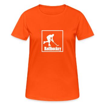 Rollhockey, cadeau parfait - T-shirt respirant Femme - orange néon - Devant - AI Model Female 172 dark (172cm)