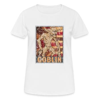 Retro Goblin Plakat Used Look - Frauen T-Shirt atmungsaktiv - Weiß - Vorne - AI Model Female 172 dark (172cm)