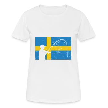 Schweden Schwedische Flagge Angelurlaub Geschenk - Frauen T-Shirt atmungsaktiv - Weiß - Vorne - AI Model Female 172 dark (172cm)