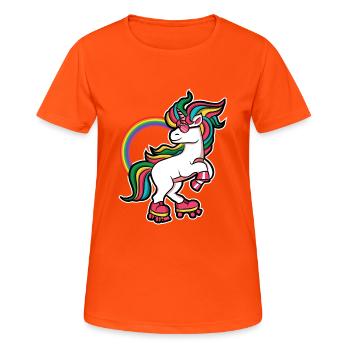 Roller Girl Rollerblades Patins Licorne Cadeau - T-shirt respirant Femme - orange néon - Devant - AI Model Female 172 dark (172cm)