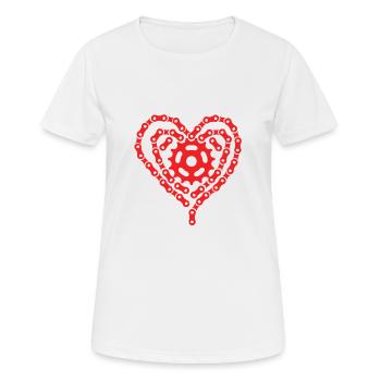 Fahrrad Herz aus Ketten - Frauen T-Shirt atmungsaktiv - Weiß - Vorne - AI Model Female 172 dark (172cm)