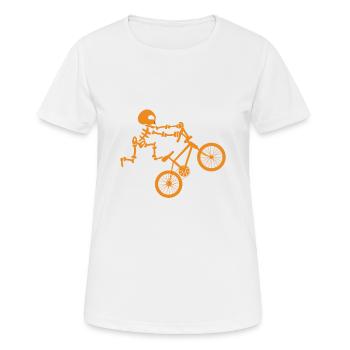 Skelett mit Fahrrad BMX - Frauen T-Shirt atmungsaktiv - Weiß - Vorne - AI Model Female 172 dark (172cm)