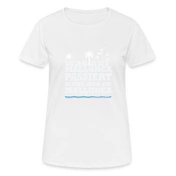 What will happen on Mallorca Mallorca - Women's Breathable T-Shirt - white - Front - AI Model Female 172 dark (172cm)